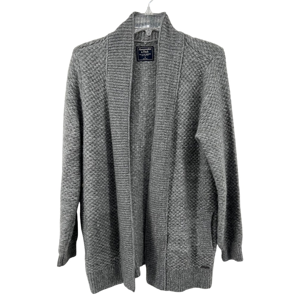 Abercrombie & Fitch Women's Grey Shawl‎ Collar Open Front Cardigan Sweater Small